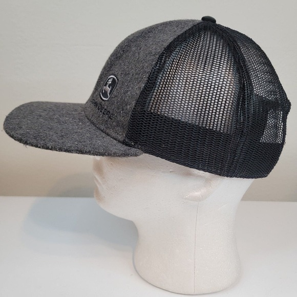 John Deere Wool Mesh Back Adjustable Trucker Hat Cap Gray Black Snapback - Picture 4 of 11